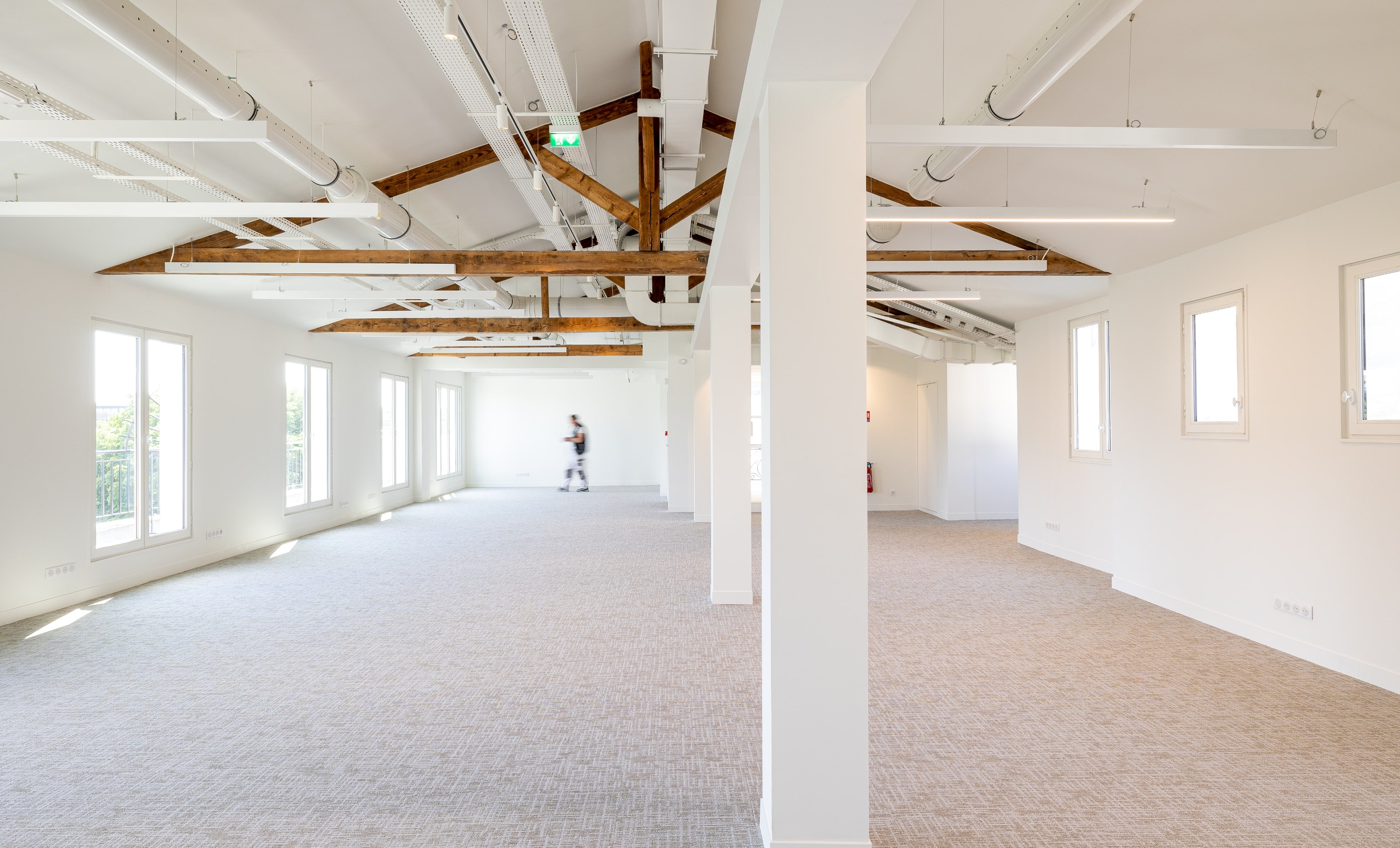 vue de la charpent intérieure de l'immeuble